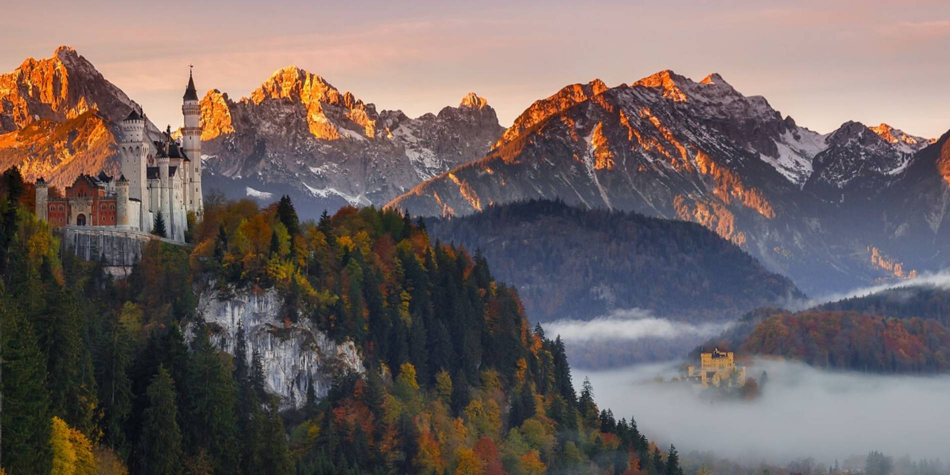 Sunset over Neuschwanstein Castle, Germany