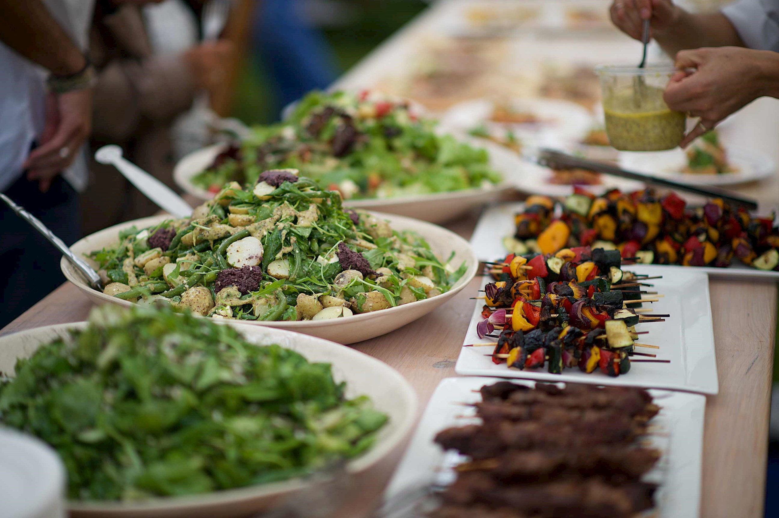 Plates of barbeque meals at The Samburu National Reserve, Kenya
