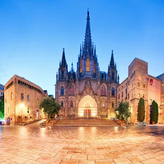 Cathedral Of Barcelona, Gothic City At Night, Panorama 510009106