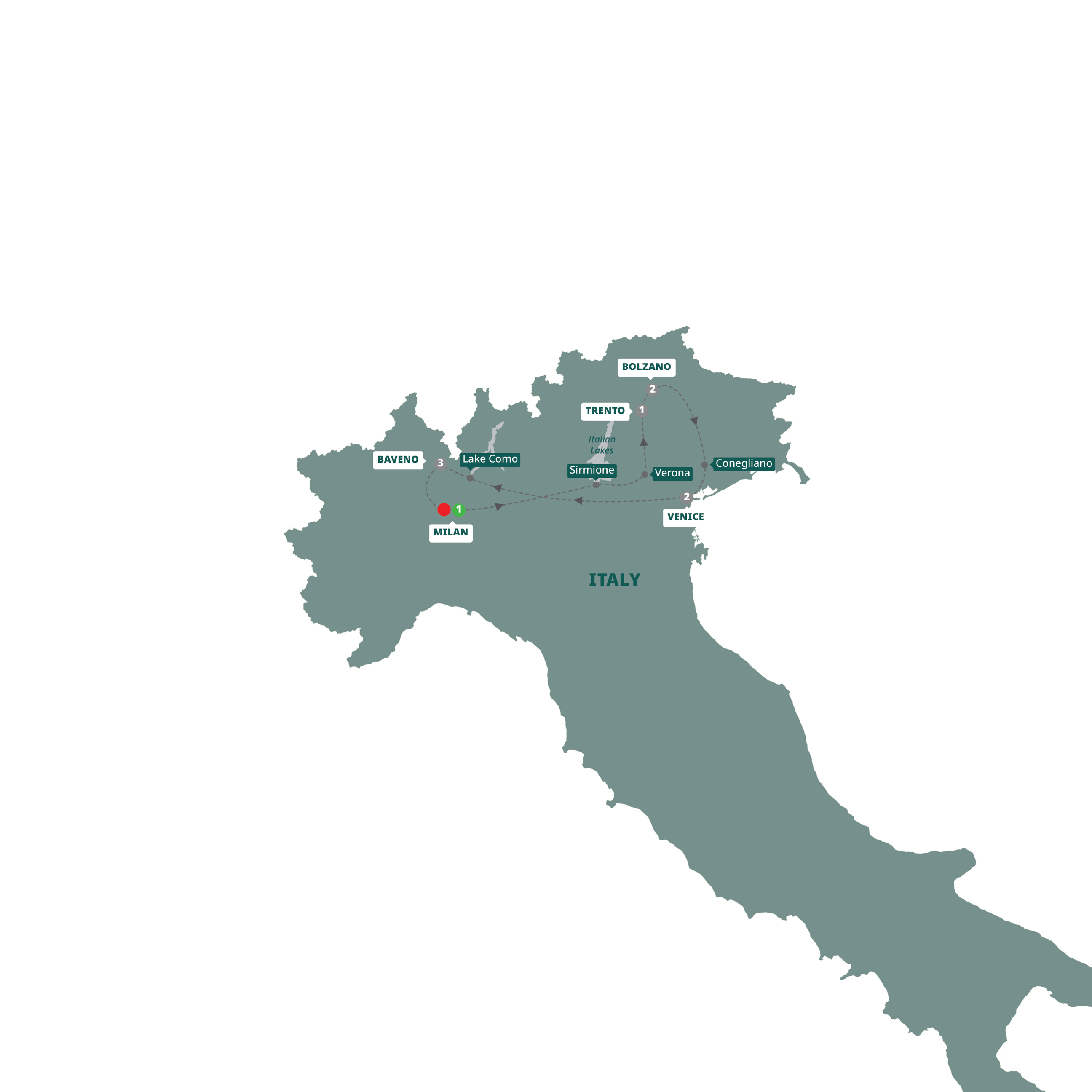 Map Country Roads Of Northern Italy Small Groups Guided Tour YE823 27