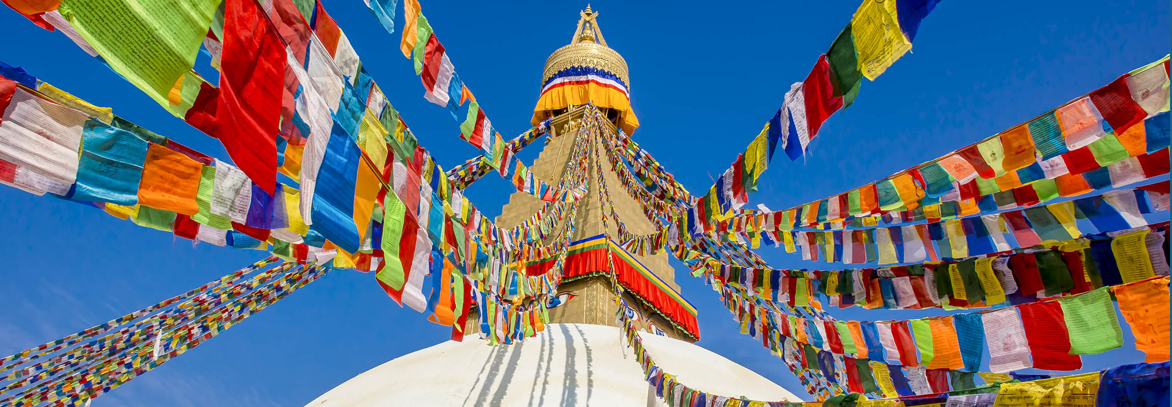 Colourful flags of Buddha Stupa