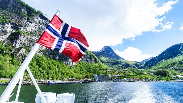 Norwegian Flag With Beautiful Background