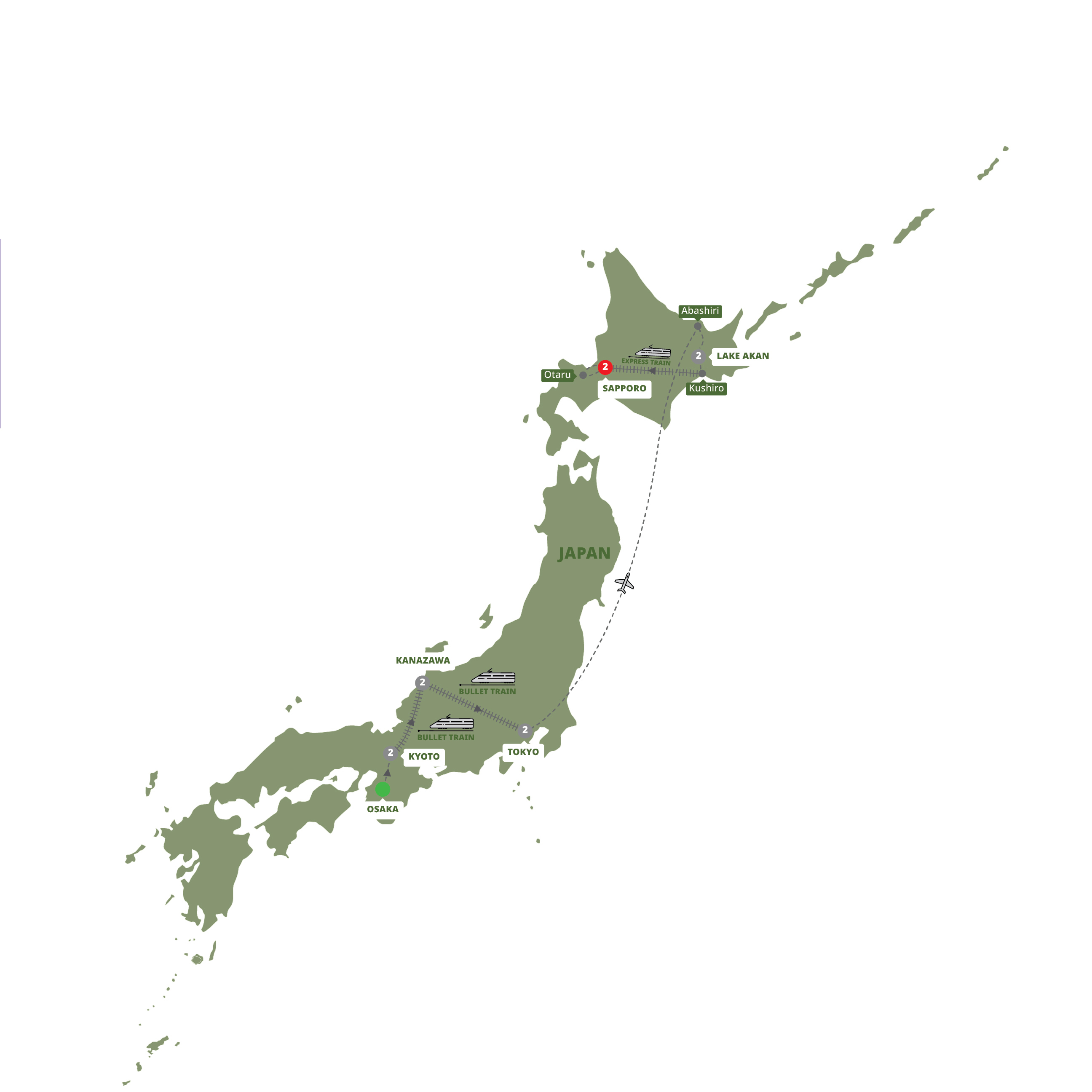 Japan Winter Adventure Guided Tour Map 2027_28