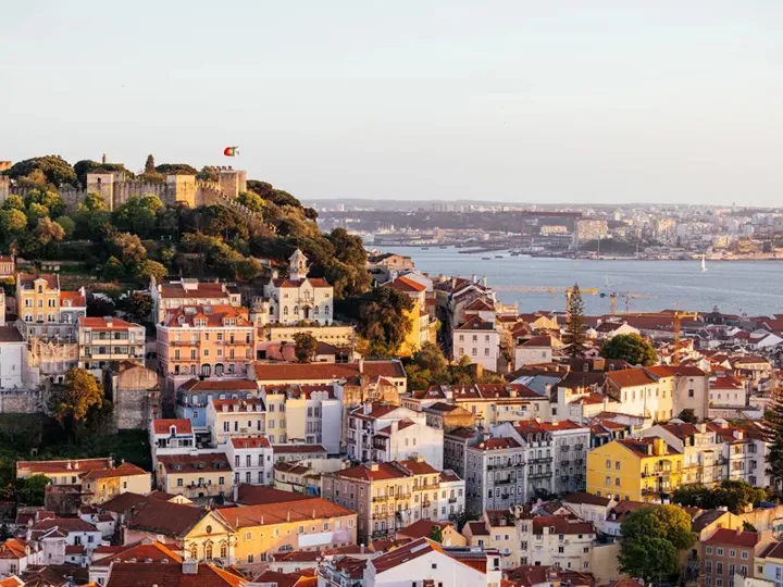 Lisbon Cityscape With St George Castle Castelo De São Jorge At Sunset Portugal