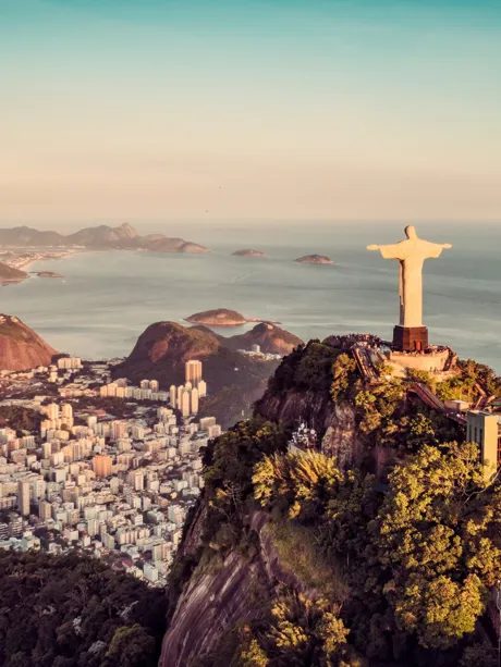 Christ the Redeemer statue overlooking Rio De Janeiro, Brazil