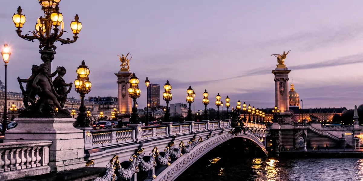 Pont Alexandre III in Paris by night