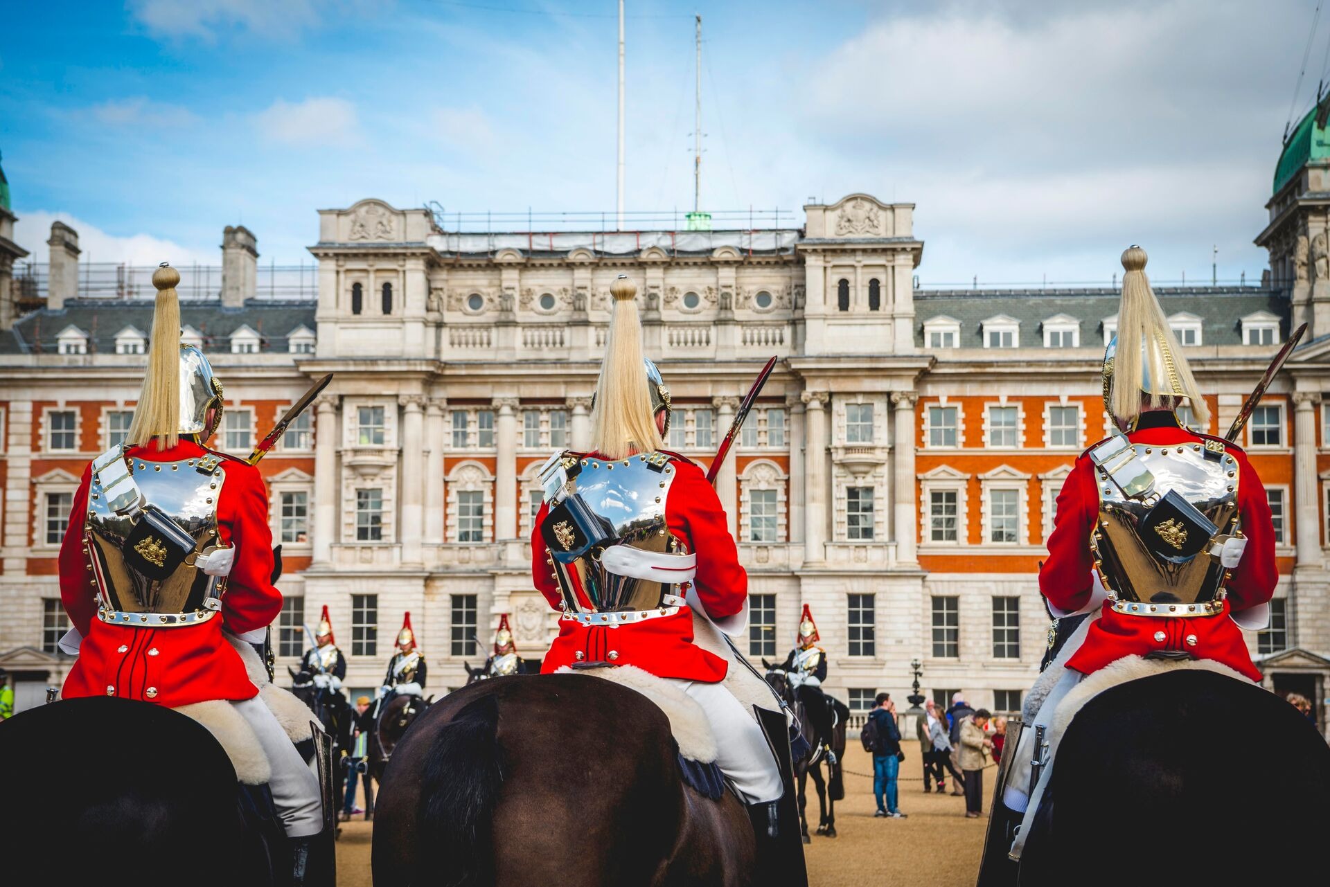 The Royal Guards In Red Uniform On Horses The Life Guards Household Cavalry Mounted Regiment Parade