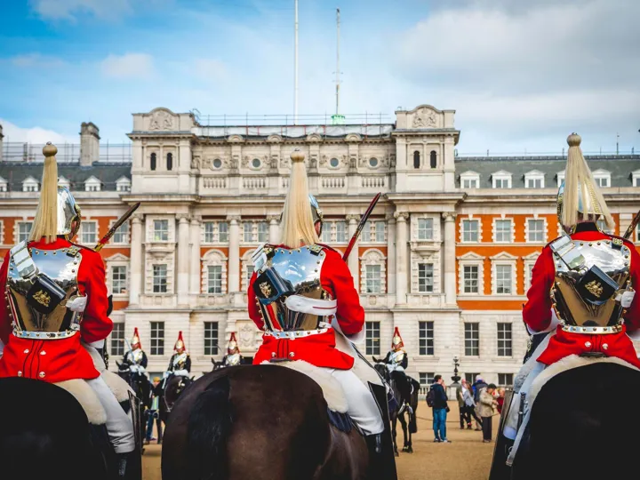 The Royal Guards In Red Uniform On Horses The Life Guards Household Cavalry Mounted Regiment Parade