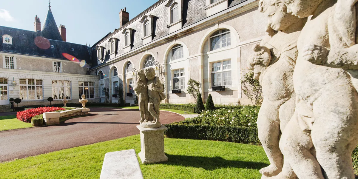 Monuments in the garden of Chateau De Beauvois in France