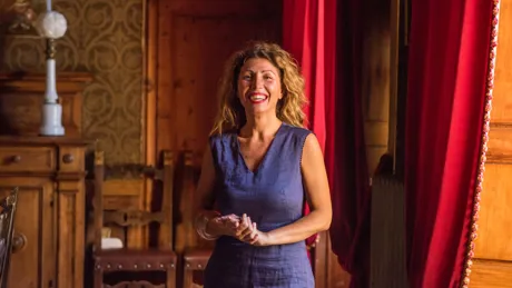 Interior of Italian Villa Il Leccio With smiling Giada Landi in Florence