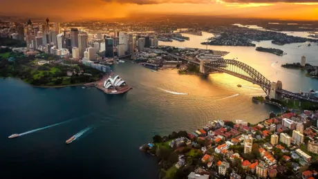 Cityscape at dusk in Sydney, Australia