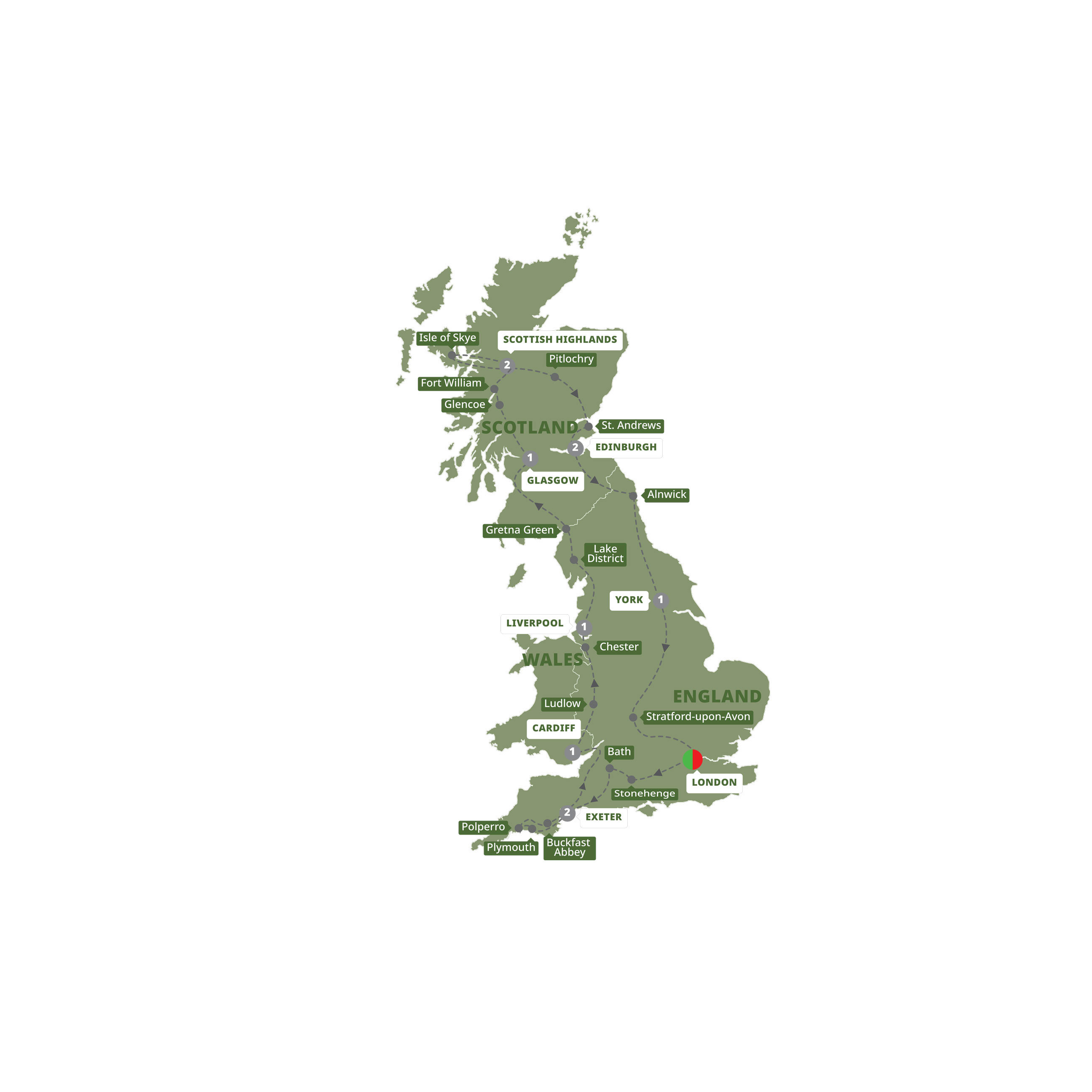 Best Britain Guided Tour Map 2026