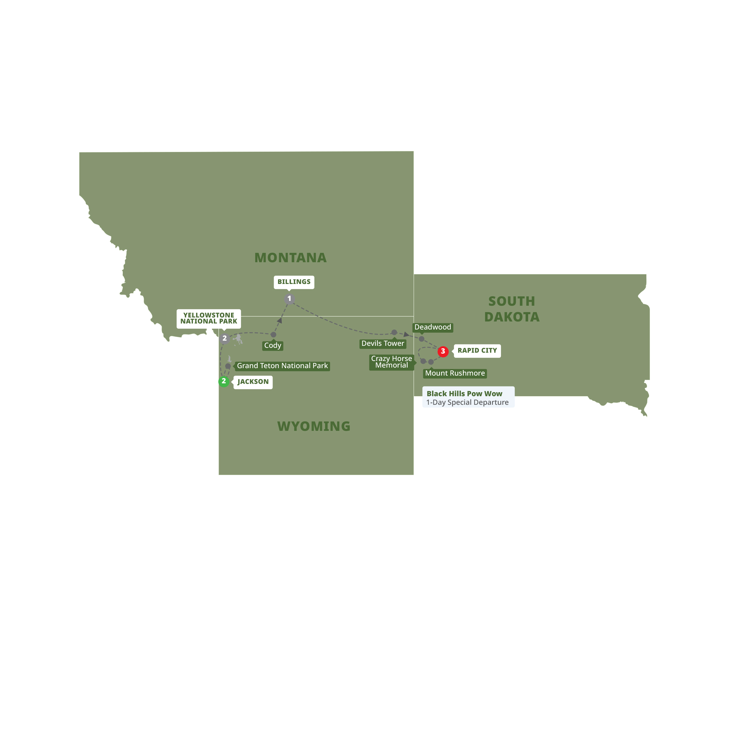 National Parks Wonders Black Hills Pow Wow Guided Tour Map 2025