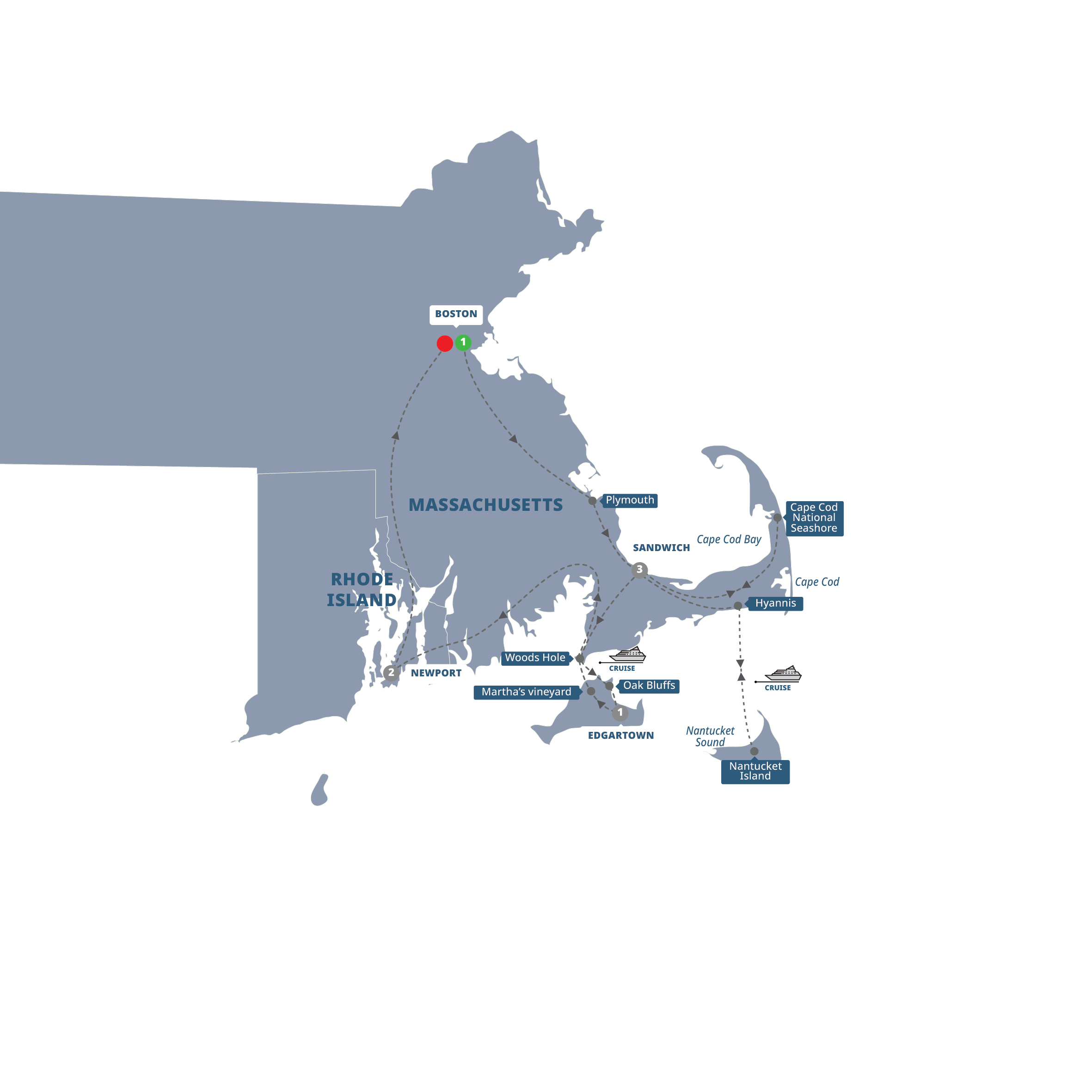 Map Treasures Cape Cod Islands Guided Tour ACAP 27