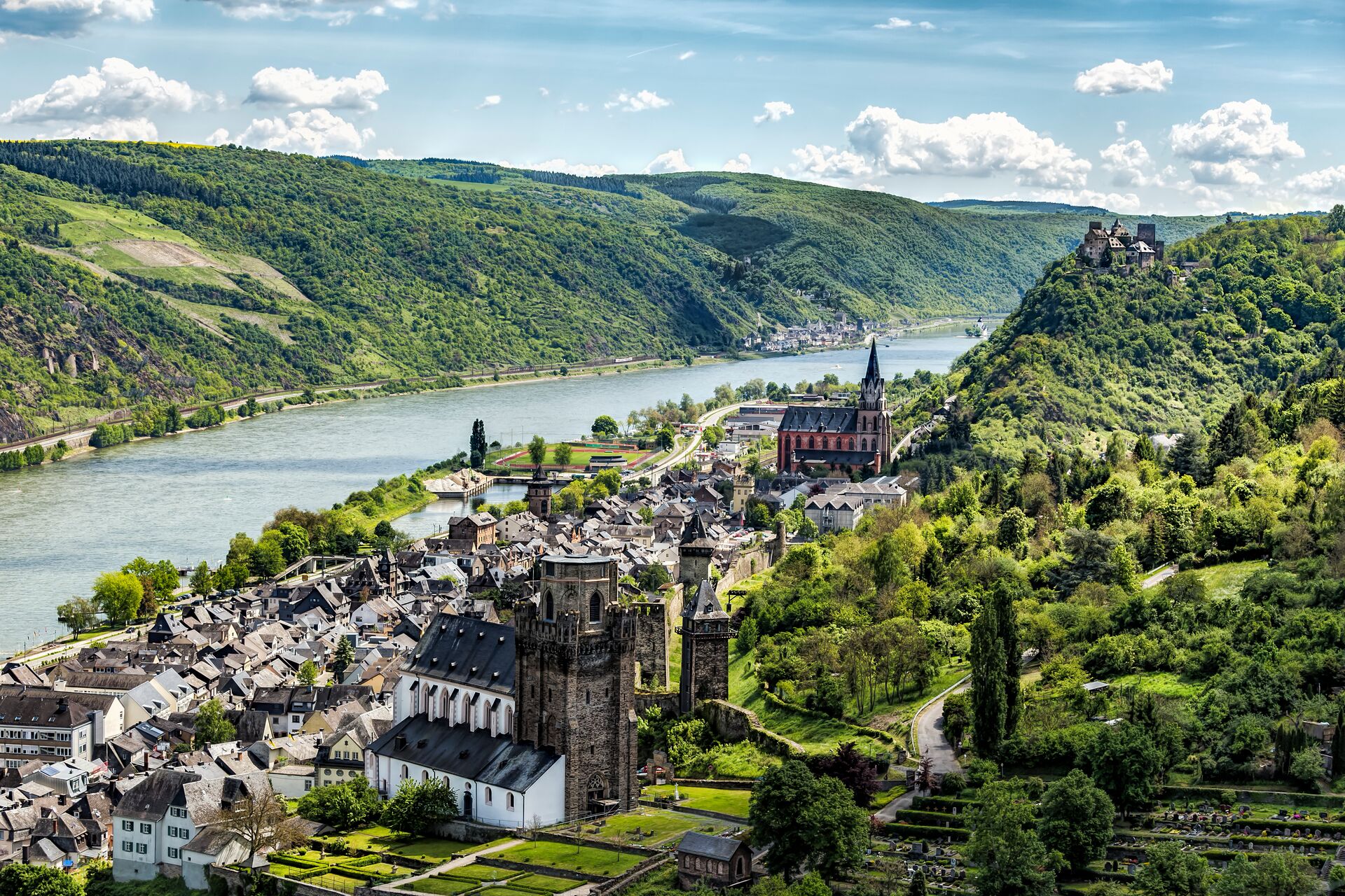 View over the Rhine and Obersel with its historical buildings