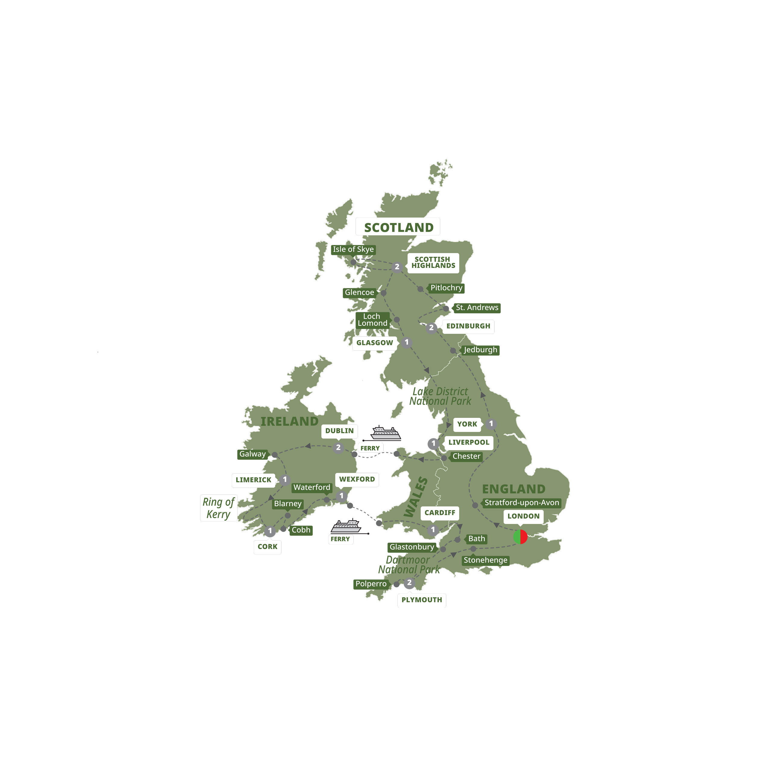 Britain Ireland Panorama Guided Tour Map 2026