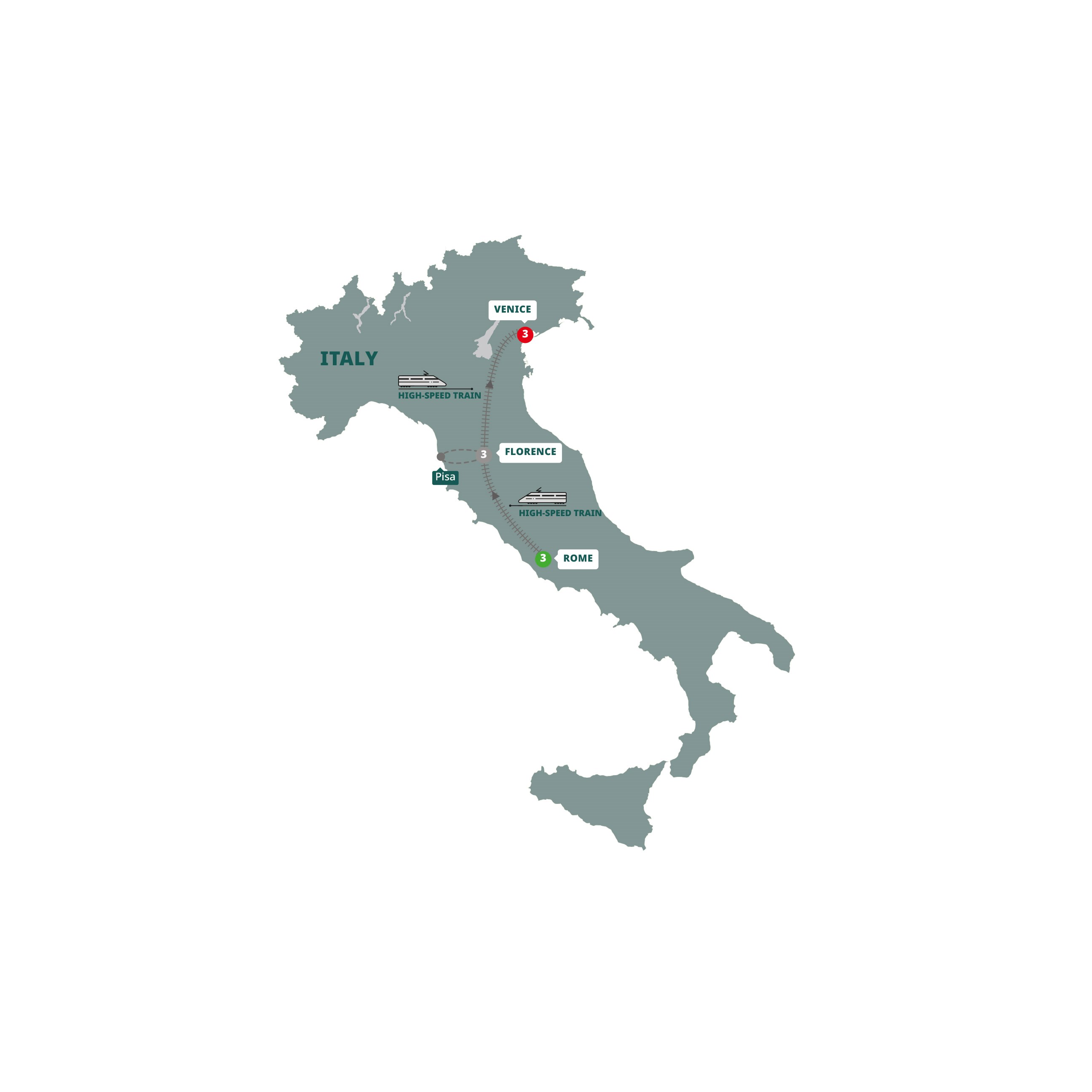 Contrasts Italy Guided Tour Map