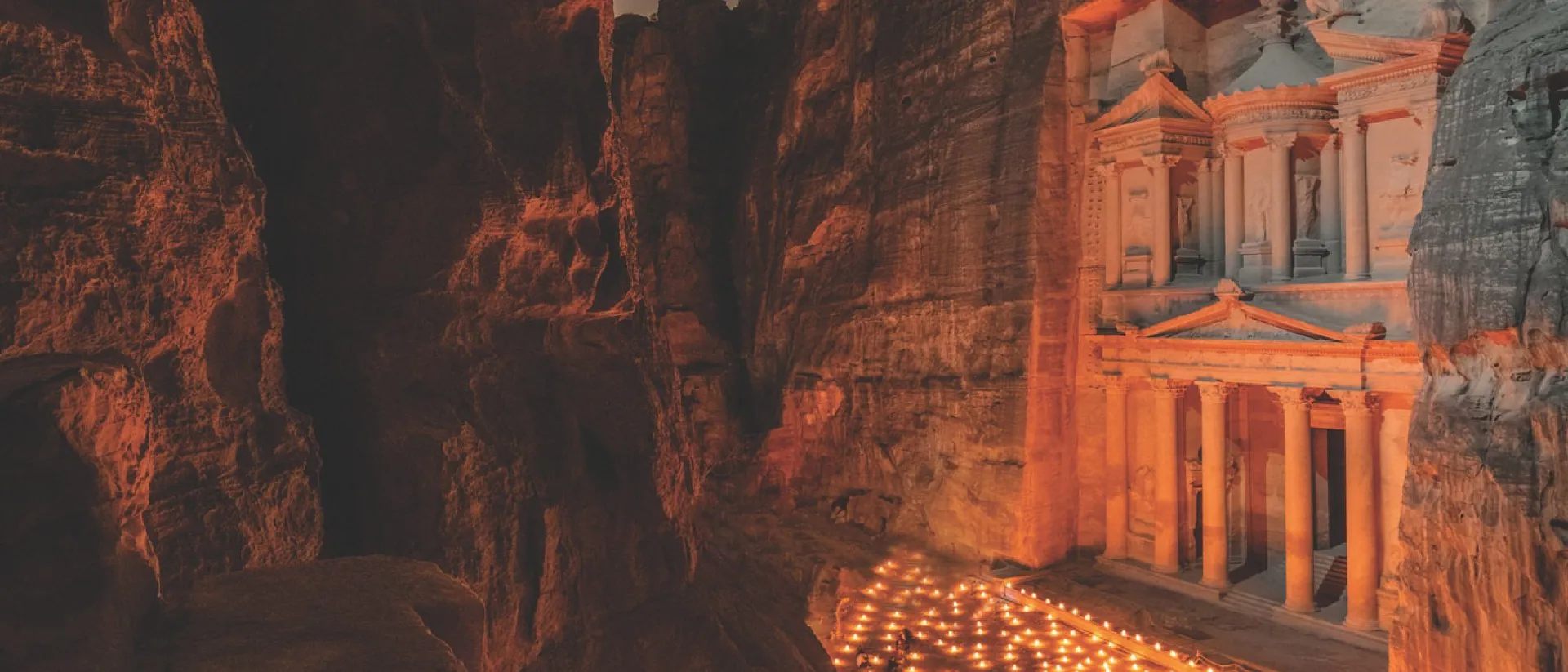 Candles illuminating Petra, Jordan