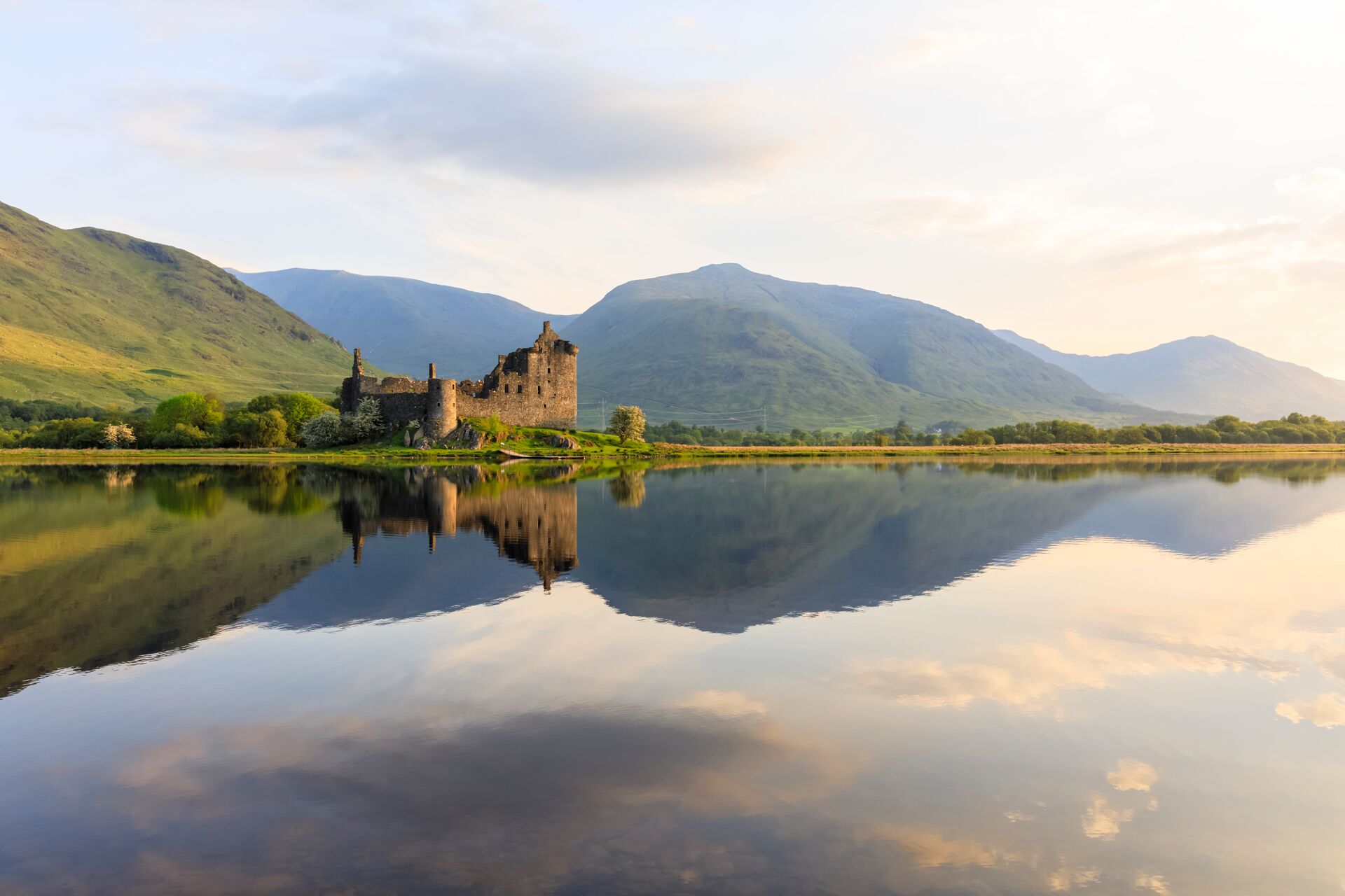 The ruins of Kilchurn castle on Loch Awe in Scotland