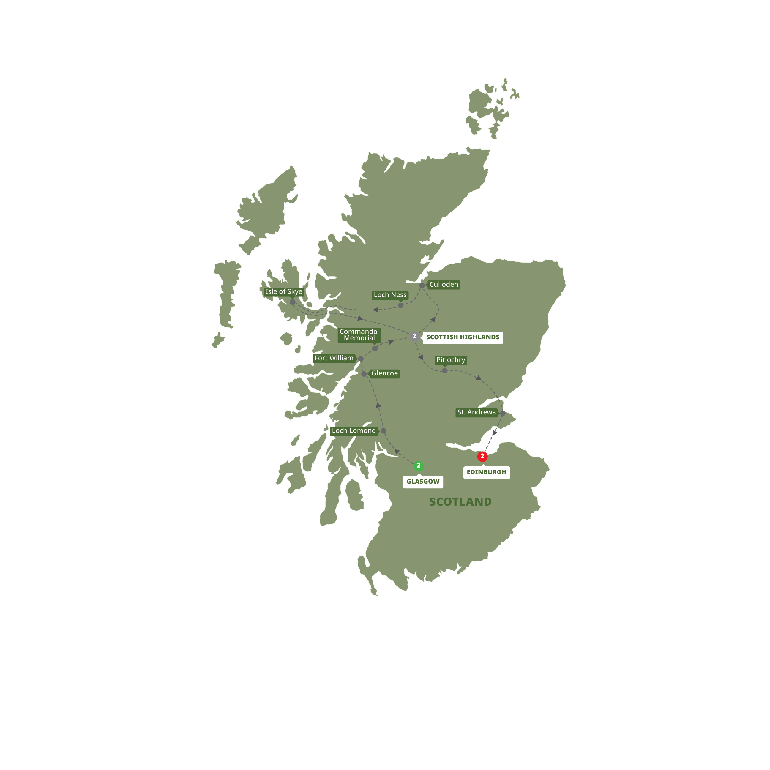 Majestic Scotland Guided Tour Map 2026 BSCS