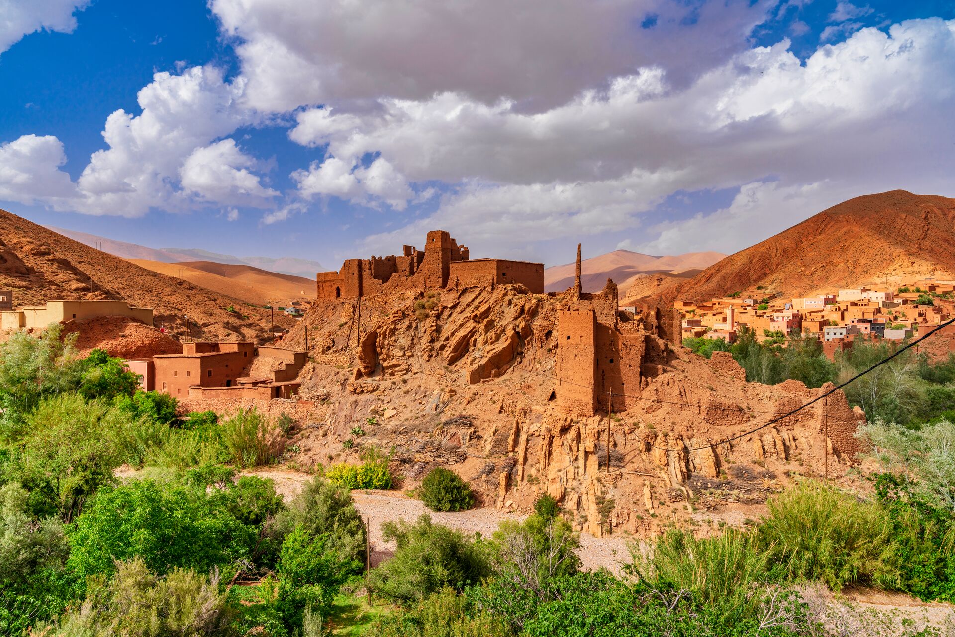Kasbah And Village In Morocco, North Africa
