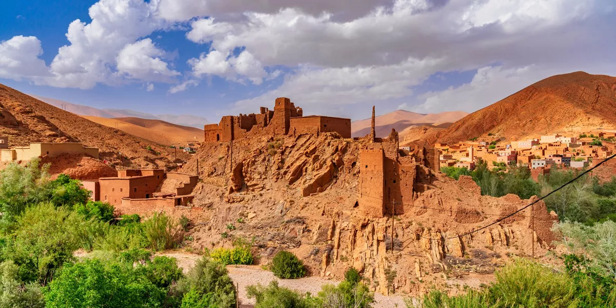 Kasbah And Village In Morocco, North Africa