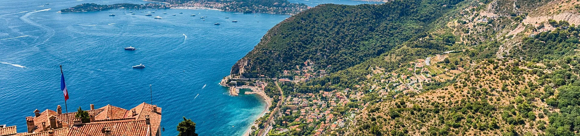 View over the coastline of the French Riviera, Eze, France
