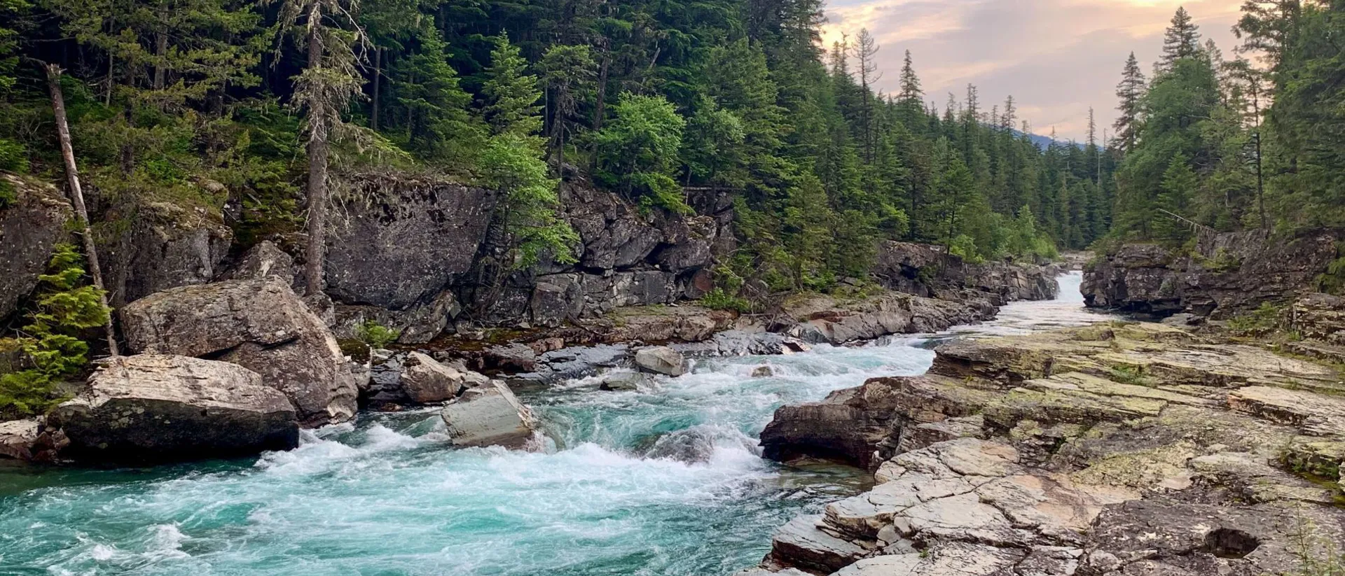 Montana River At Sunset in Glacier National Park