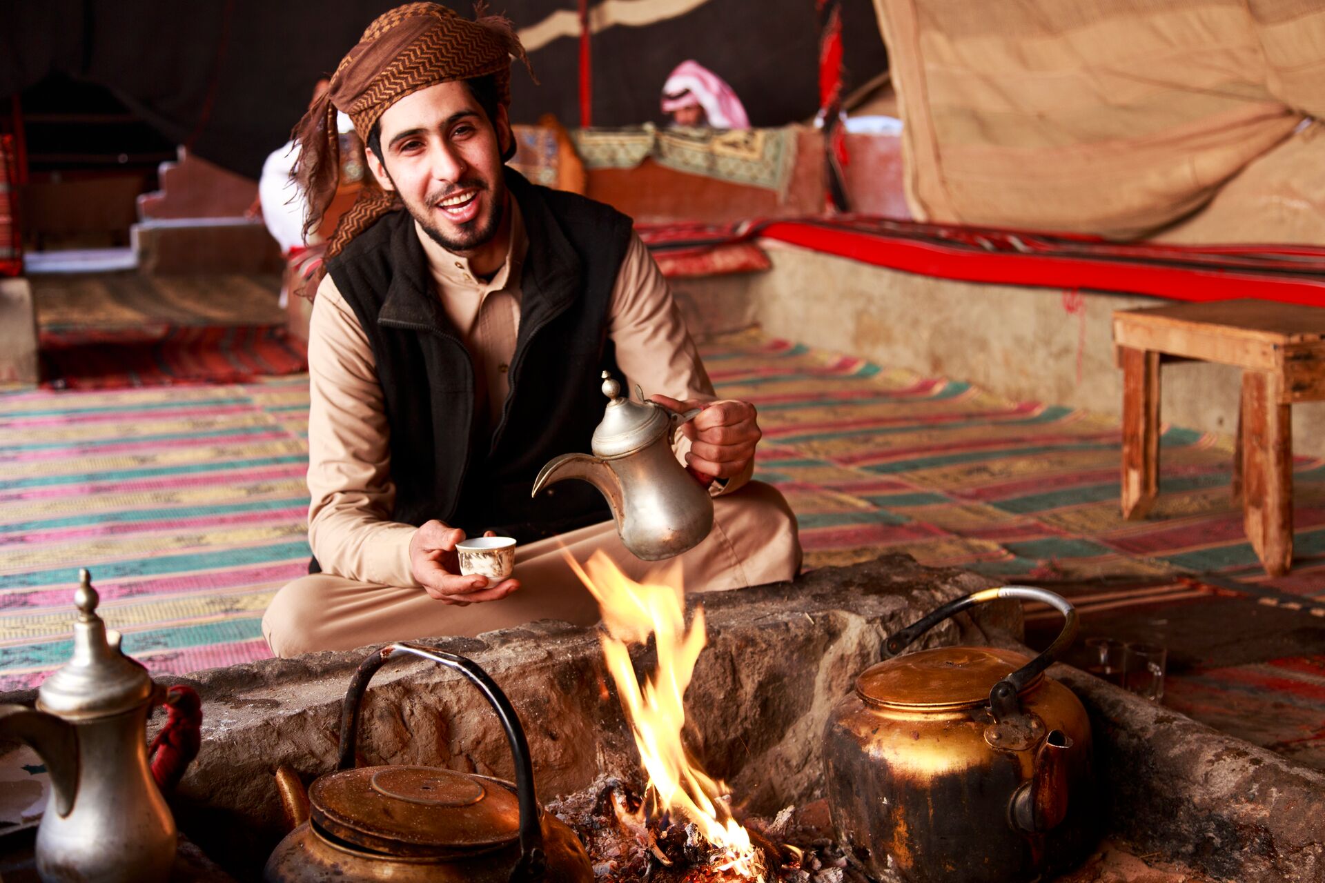 Large Bedouin Man In Wadi Rum Tent 469937698