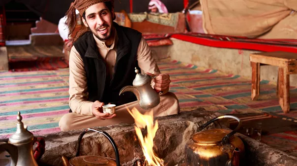 Large Bedouin Man In Wadi Rum Tent 469937698