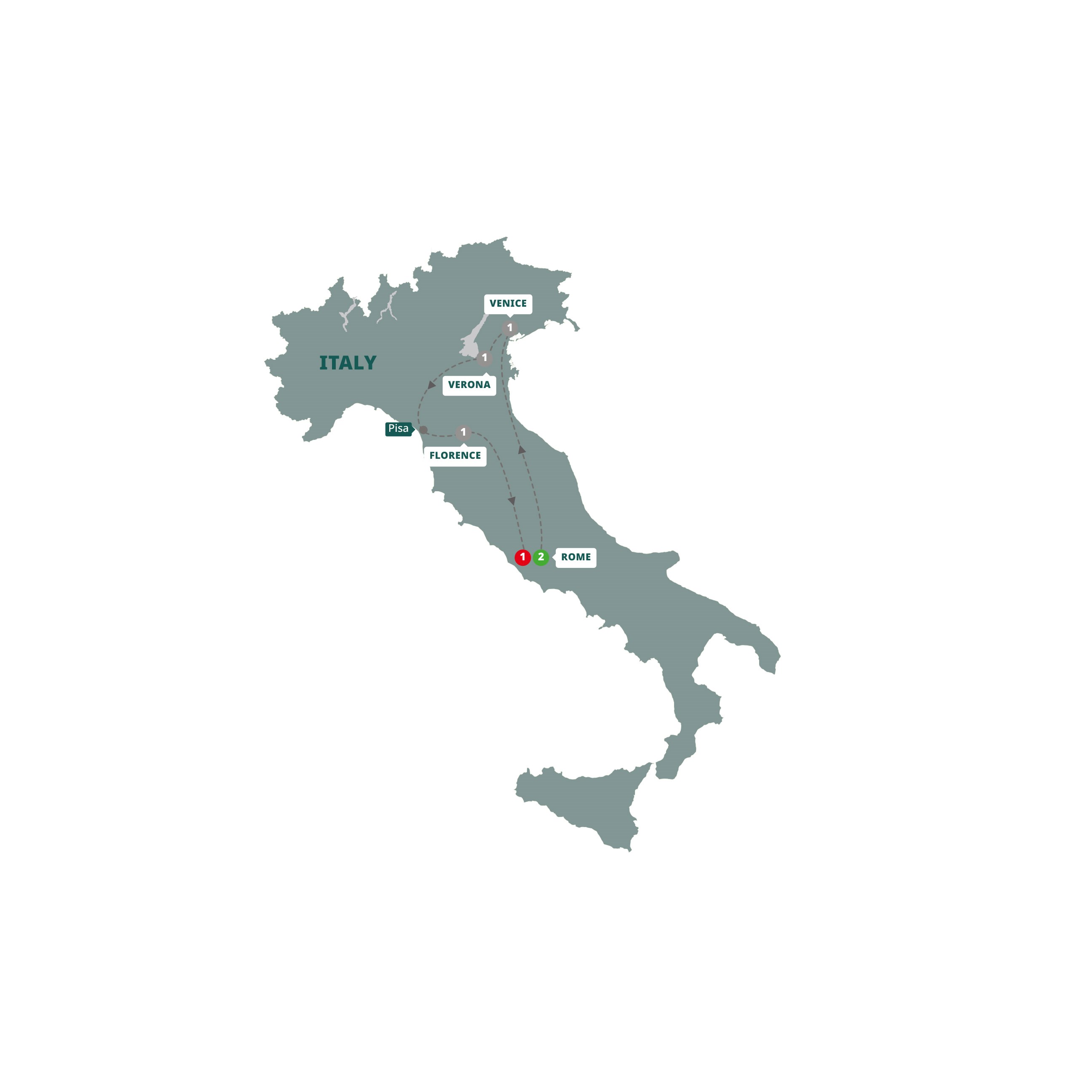 Italian Holiday Guided Tour Map