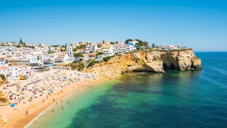 Large Summer Beach In Algarve Portugal