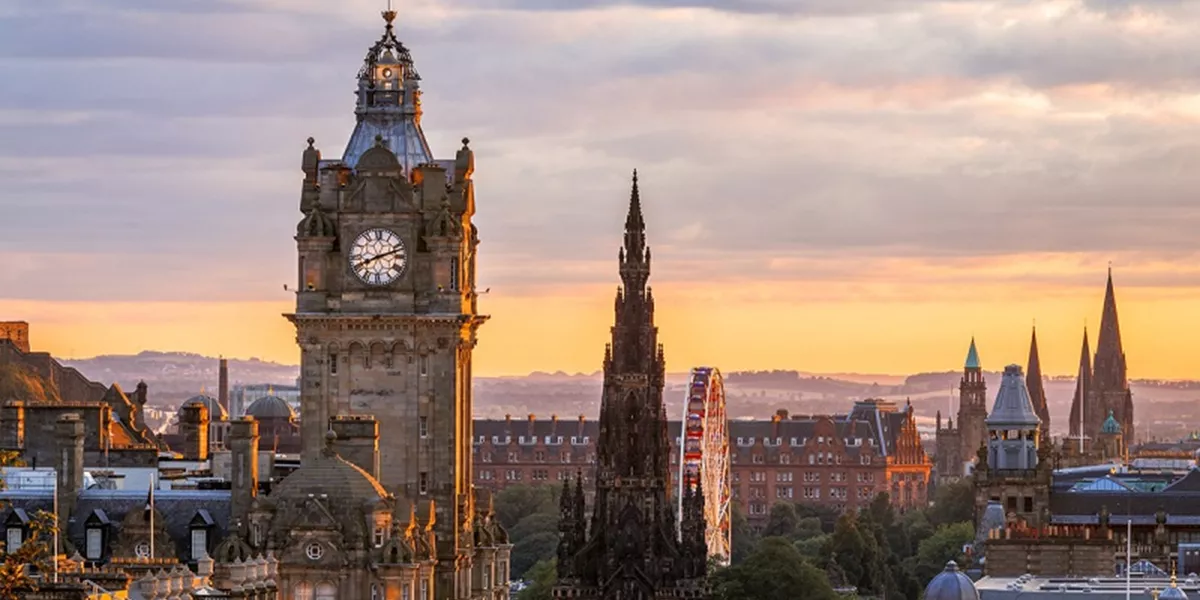 The Balmoral Hotel by sunset in Edinburgh