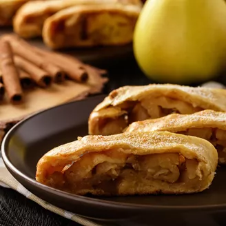 Apple Strudel Cinnamon Www.Istockphoto.Com Gb Photo Apple Strudel With Cinnamon On Wooden Background Gm636477754 112936077 Iko636