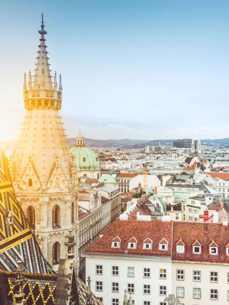 Skyline from St Stephen's Cathedral Roof in Vienna, Austria