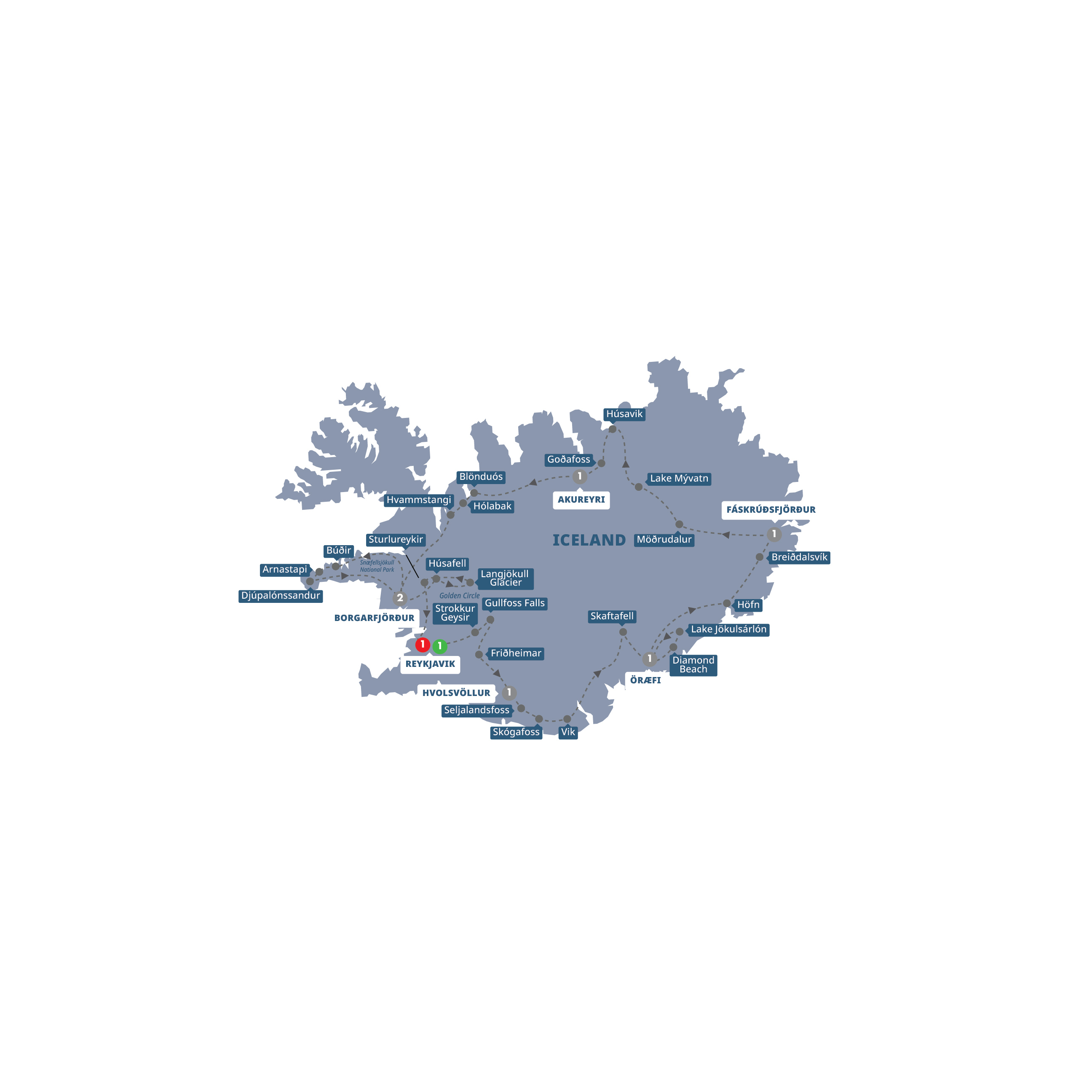 Map Natural Wonders Iceland Small Group Guided Tour YE964 27