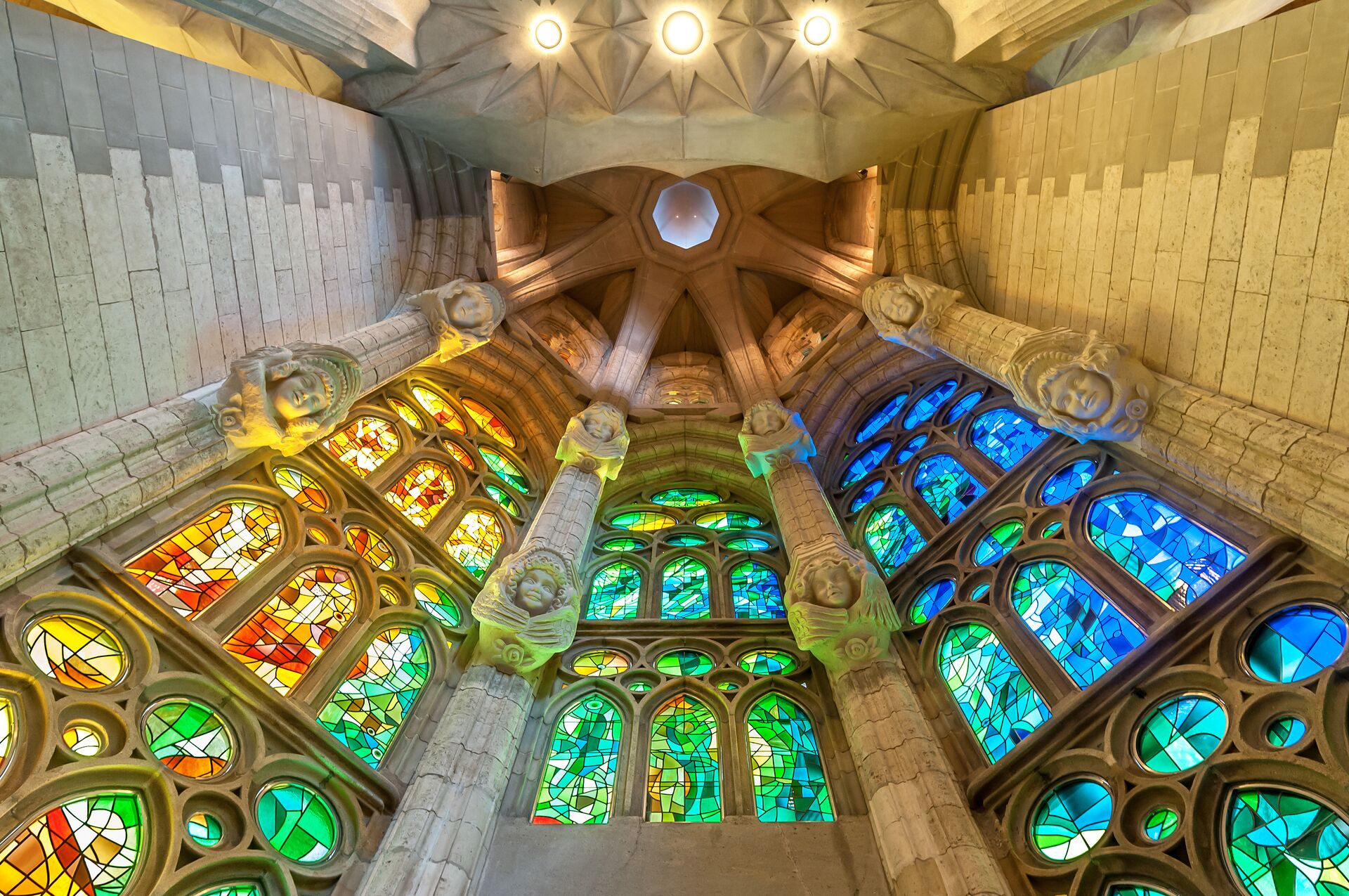 The interior of Sagrada Familia Of Barcelona In Spain, Europe