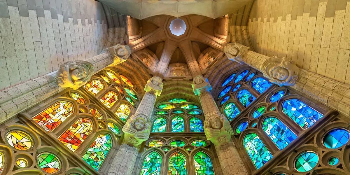 The interior of Sagrada Familia Of Barcelona In Spain, Europe