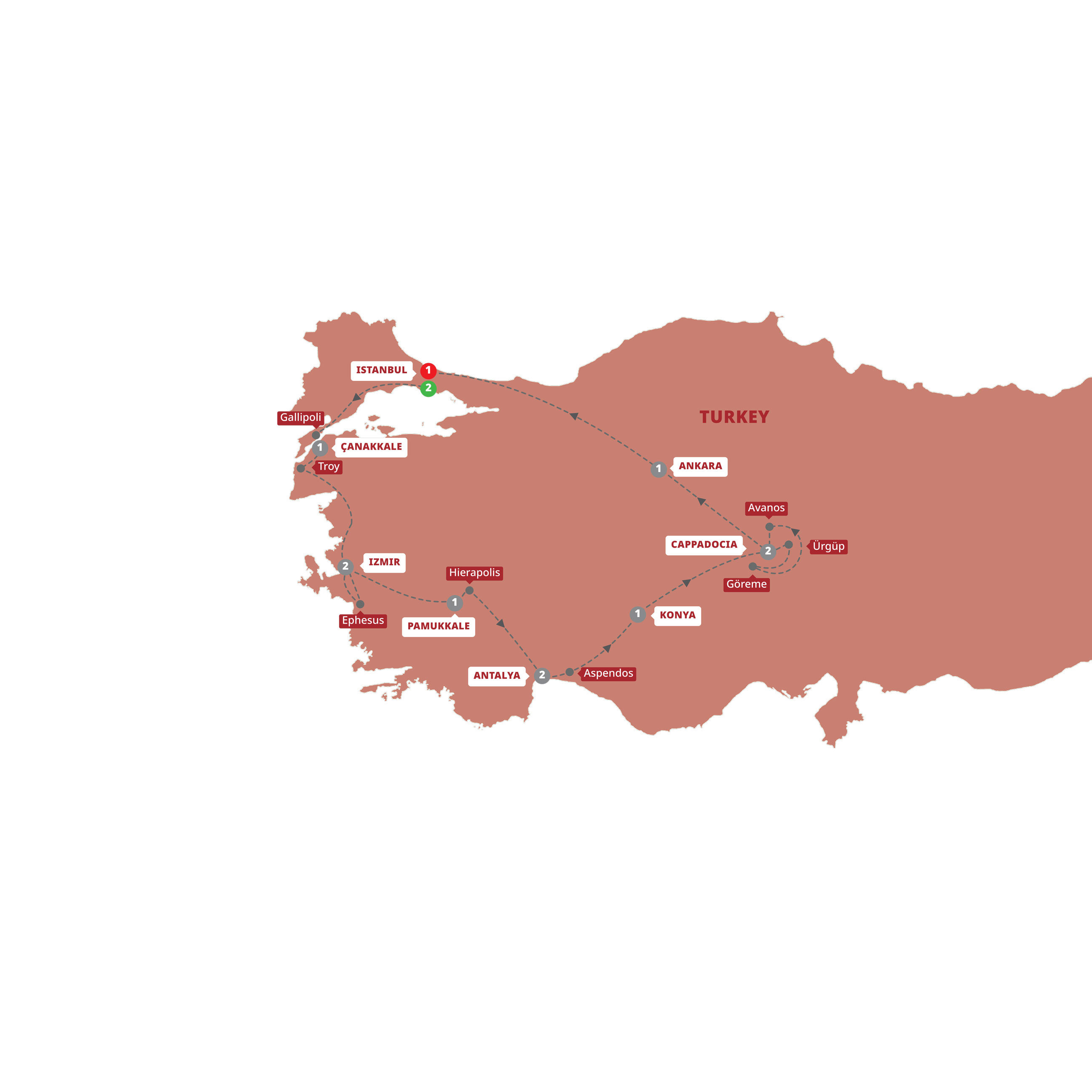 Best Turkey Guided Tour Map 2025