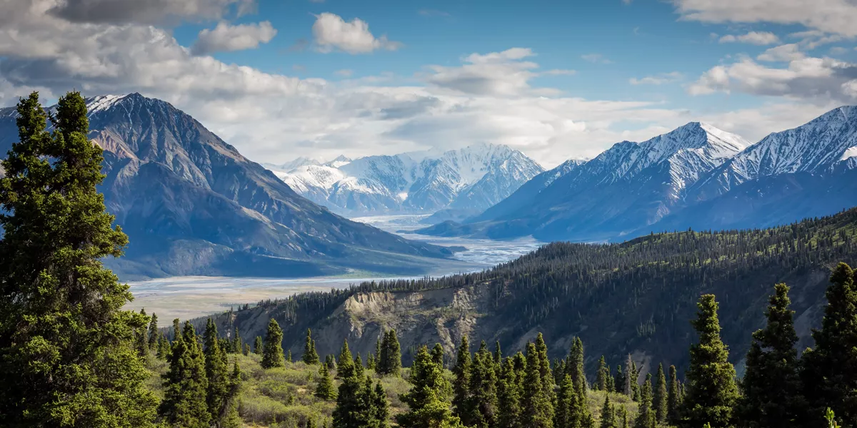 Mountain view in Kluane National Park in Canada.