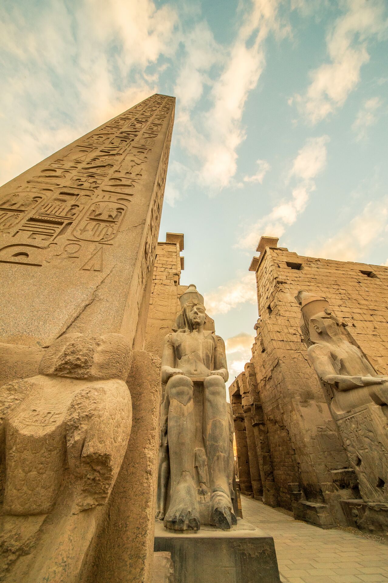 Ancient Egyptian sculptures in Luxor Temple, Egypt