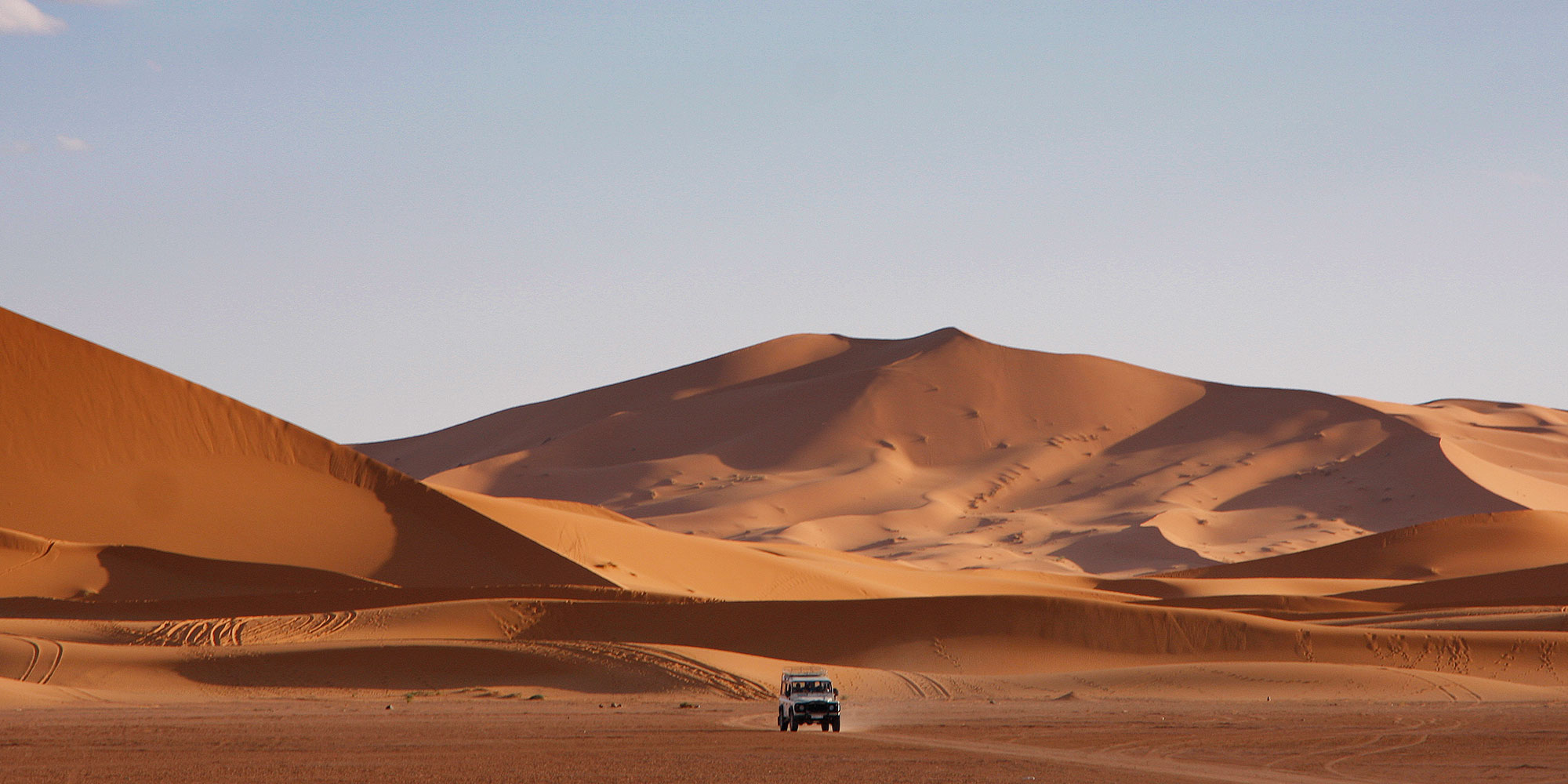 4x4 on a desert drive through the Sahara Desert in Merzouga, Morocco