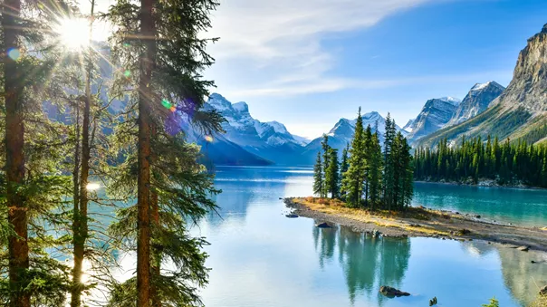 Spirit Island In Maligne Lake, Jasper National Park, Alberta, Canada