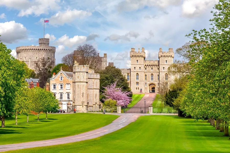 Windsor Castle on a sunny, spring day in England, the UK
