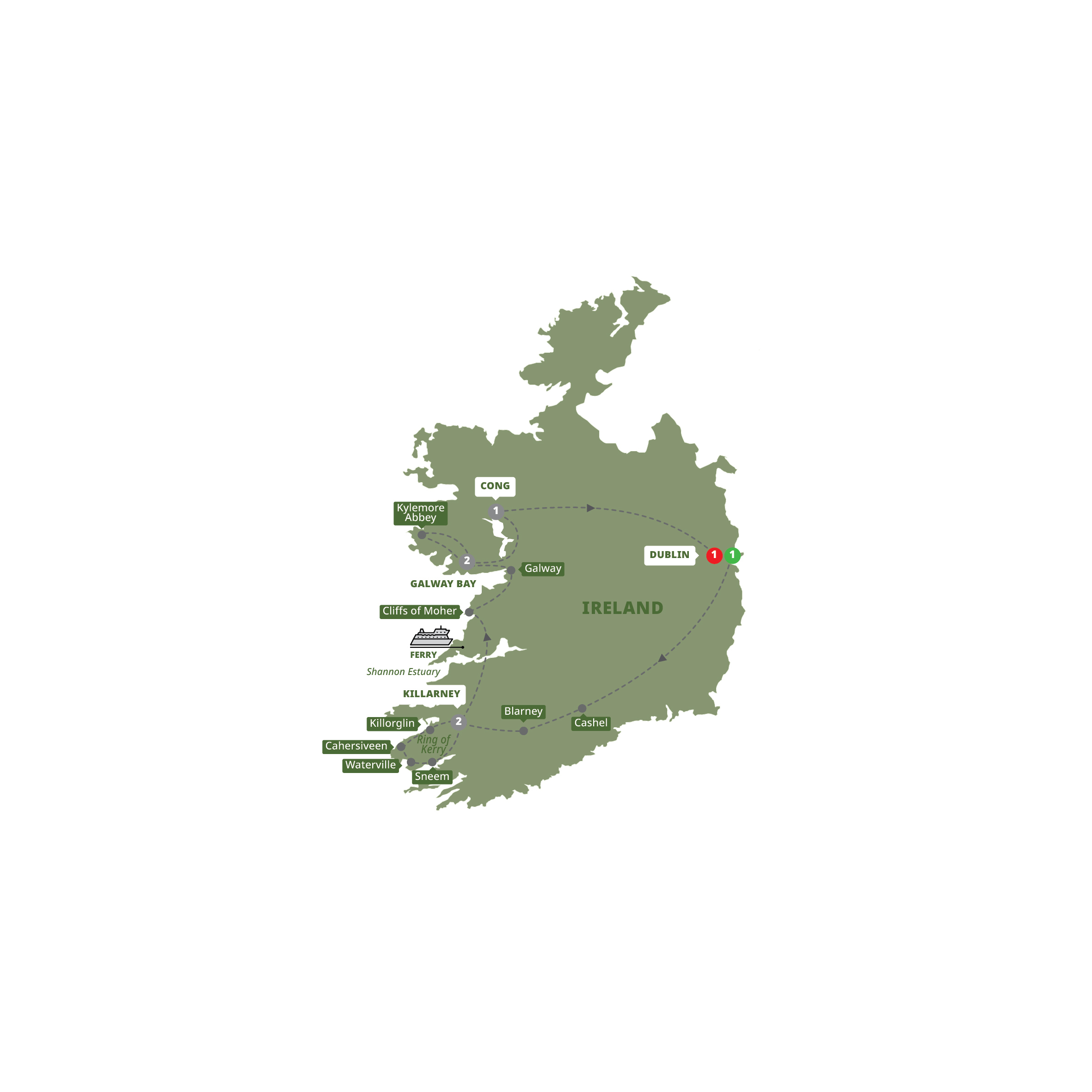 Map Irish Elegance Guided Tour B907 27
