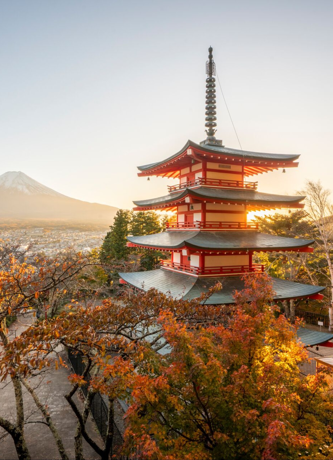Hiroshima Red Shinto Pagoda in Japan