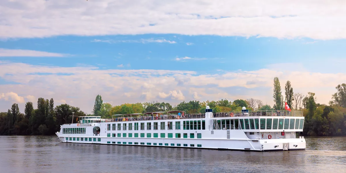 A Trafalgar river cruise ship docked at Rudesheim.