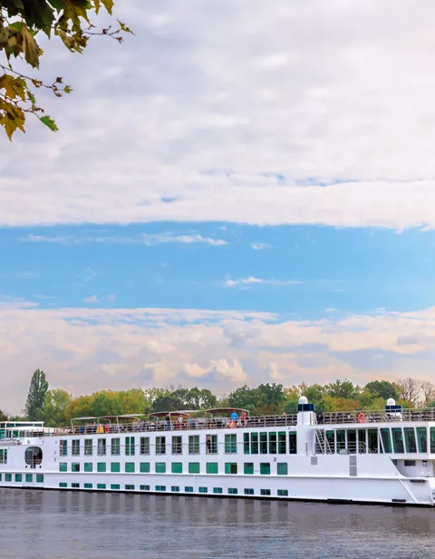 A Trafalgar river cruise ship docked at Rudesheim.