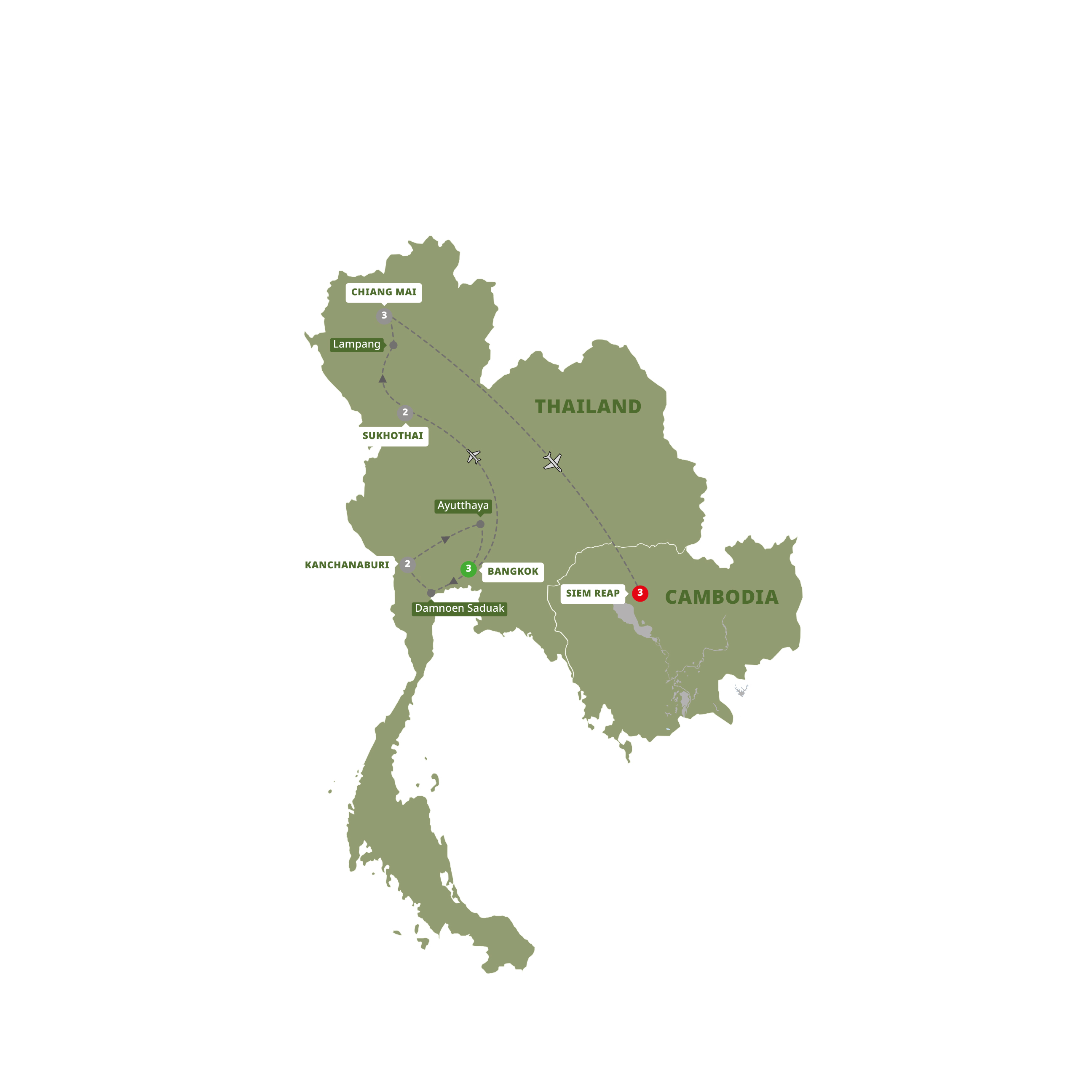 Thailand Temples Angkor Guided Tour Map 2025