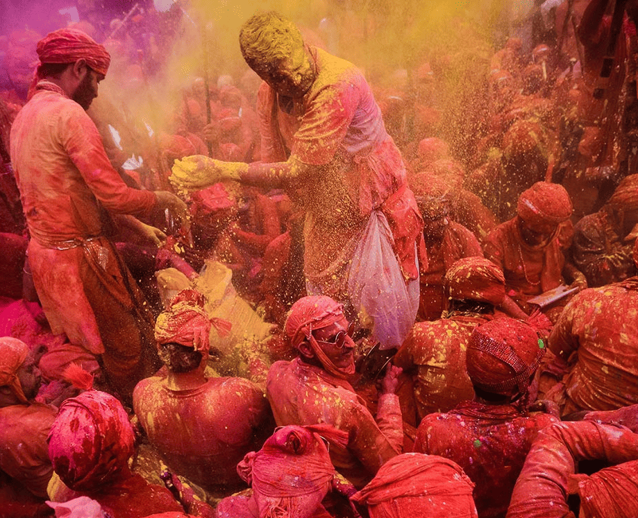 People during Holi Festival of Colours in India